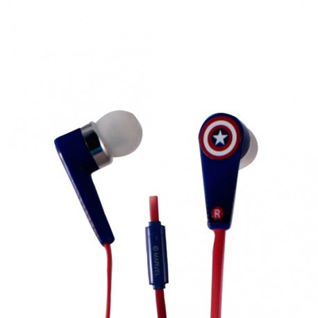 AUDIFONOS CAPITAN AMERICA. TECHZONE CA16AUD05 ALÁMBRICOS CONEXION 3.5 MM ROJO - Envío Gratuito