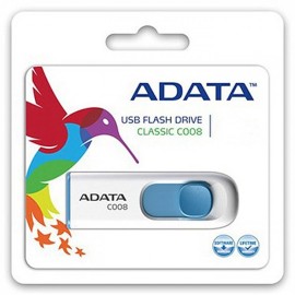 ADATA USB 64GB C008 BLANCO + AZUL RETRAC - Envío Gratuito