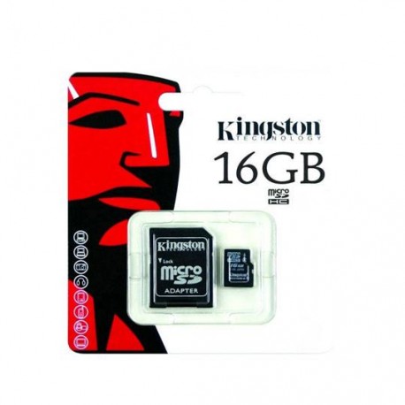 MEMORIA MICRO SD SDC4/16GB KINGSTON DE 16 GB CLASE 4 CON ADAPTADOR - Envío Gratuito