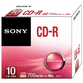 DISCO COMPACTO CD-R SONY 10CDQ80SS CAPACIDAD 700 MB VELOCIDAD 48X PRESENTACION PAQUETE DE 10 PIEZAS - Envío Gratuito