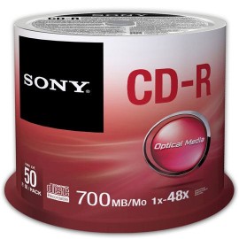 DISCO COMPACTO CD-R SONY 50CDQ80SP CAPACIDAD 700 MB VELOCIDAD 48X PRESENTACION CAMPANA DE 50 PIEZAS - Envío Gratuito