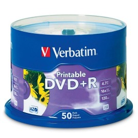 DVD DVD R IMPRIMIBLE VERBATIM 95136D CAPACIDAD 4.7 GB VELOCIDAD DE TRANSFERENCIA 16X CAMPANA DE 50 PIEZAS - Envío Gratuito