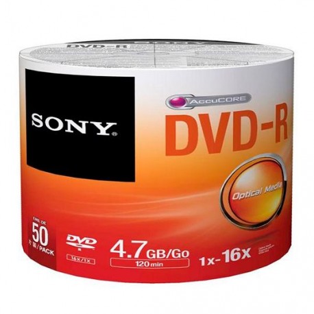DVD DVD-R SONY 50DMR47 CAPACIDAD 4.7GB VELOCIDAD DE TRANSFERENCIA 16X CAMPANA DE 50 PIEZAS - Envío Gratuito