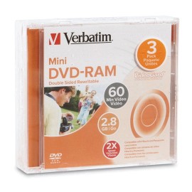 DVD MINI DVD-RAM VERBATIM 95429 CAPACIDAD 2.8GB VELOCIDAD DE TRANSFERENCIA 2X PAQUETE DE 3 PIEZAS - Envío Gratuito