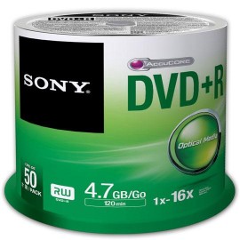DVD DVD R SONY 50DPR47 CAPACIDAD 4.7GB VELOCIDAD DE TRANSFERENCIA 16X CAMPANA DE 50 PIEZAS - Envío Gratuito