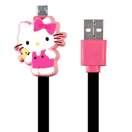 CARGADOR USB HELLO KITTY COMPATIBLE CON IOS TECHZONE HK16CDR01-IPH COLOR NEGRO/ROSA - Envío Gratuito