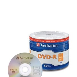 DVD DVD-R VERBATIM VB97493 CAPACIDAD 4.7GB VELOCIDAD DE TRANSFERENCIA 16X CAMPANA DE 50 PIEZAS - Envío Gratuito