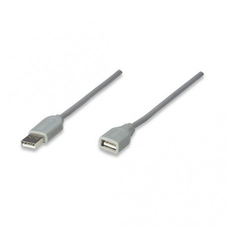 CABLE EXTENSION USB MACHO A HEMBRA MANHATTAN COLOR GRIS DE 3 METROS 317238 - Envío Gratuito