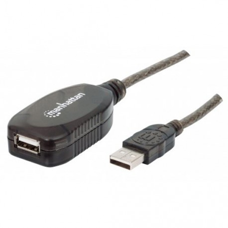 CABLE EXTENSION ACTIVA USB A MACHO A HEMBRA MANHATTAN COLOR NEGRO DE 10 METROS 151573 - Envío Gratuito