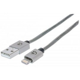 CABLE USB A-B A MACHO A B MACHO MANHATTAN COLOR PLATA DE 1 METRO 394338 - Envío Gratuito