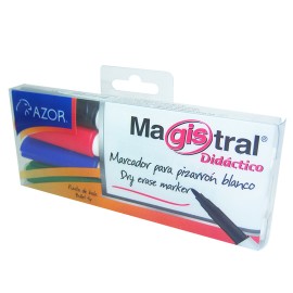 MARCADOR PARA PIZARRON AZOR MAGISTRAL DIDACTICO 84074 COLOR SURTIDO 4 PIEZAS - Envío Gratuito