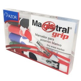 MARCADOR PARA PIZARRON AZOR MAGISTRAL GRIP COLOR SURTIDO 4 PIEZAS - Envío Gratuito