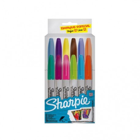 MARCADOR PERMANENTE BEROL SHARPIE 1933871 COLOR SURTIDO 12 PIEZAS - Envío Gratuito