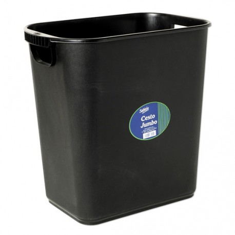 CESTO DE BASURA RECTANGULAR DE PLASTICO SABLON COLOR NEGRO TAMAÑO 38.5 X 25.5 X 38.7 CM PARA 24 L - Envío Gratuito