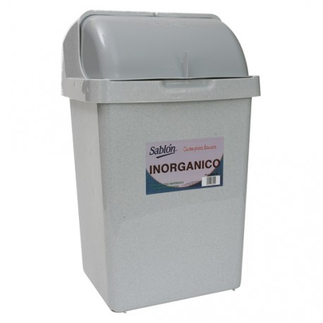 CESTO DE BASURA RECTANGULAR DE PLASTICO SABLON COLOR GRIS TAMAÑO 34 X 30 X 53 CM PARA 25 L - Envío Gratuito